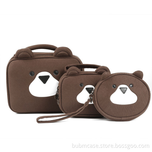 BUBM Lovely Bear 3pcs Per Set Electronic Accessories Organizer Travel Carry Bag